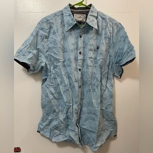 Flag & Anthem Blue Casual Men's Short Sleeve Shirt Hawaii Beach Patterned Medium